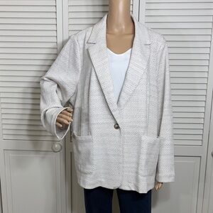 Skies Are Blue Textured Cream Blazer
